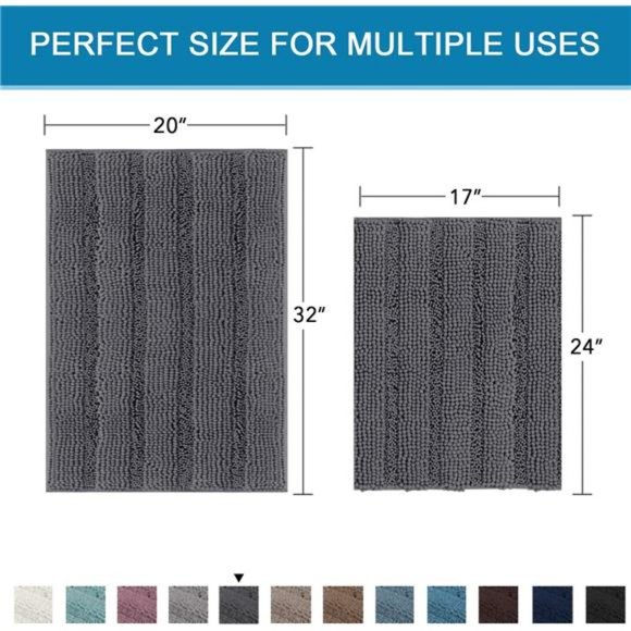 2 Piece Bathroom 20" x 32" + 17" x 24 Set Rugs Bath Mat Set Bathroom Non Slip - Picture 4 of 6